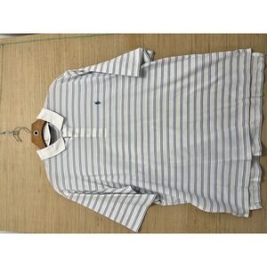 Polo Golf Ralph Lauren Polo‎ Shirt Mens Large White Blue Striped Cotton Classic